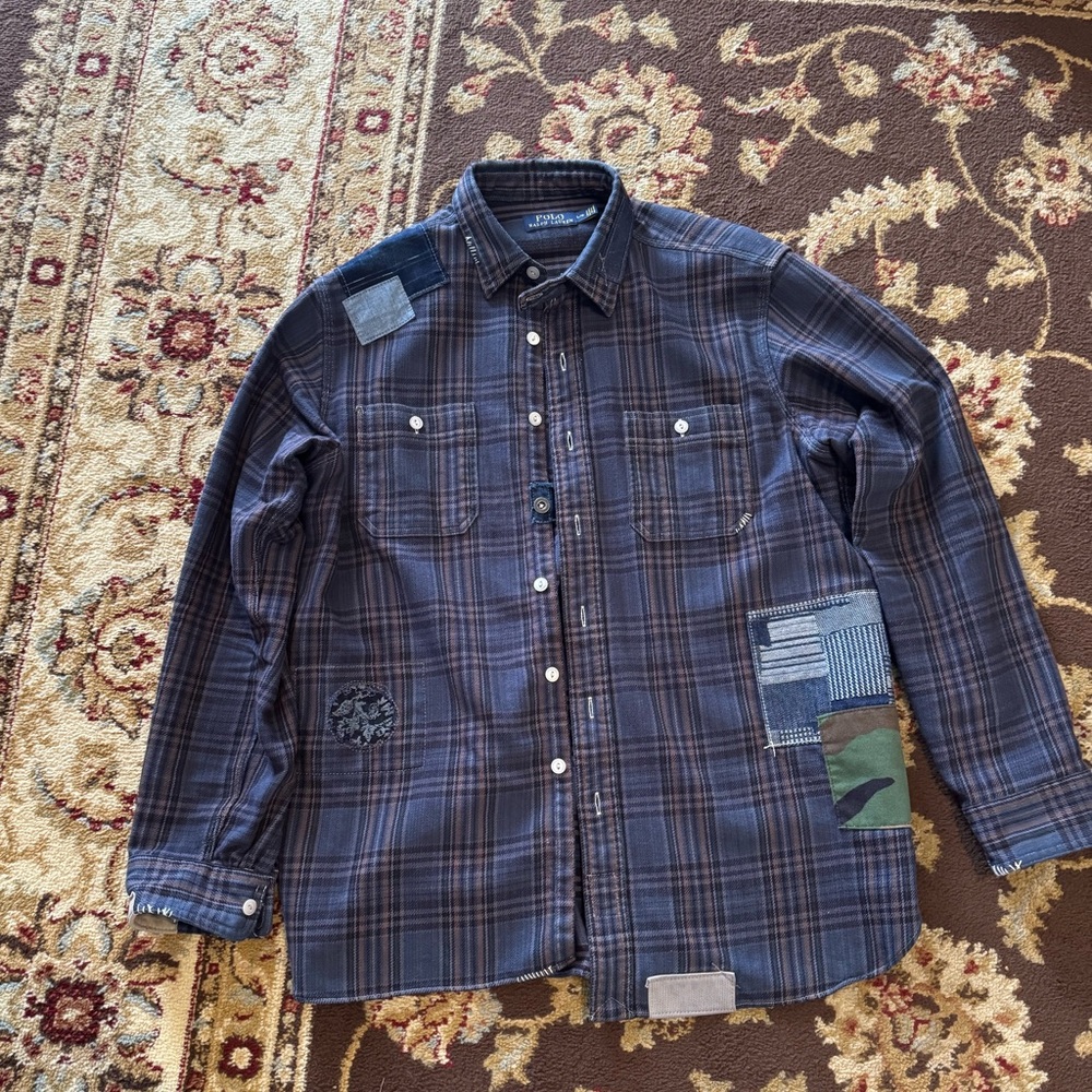 Customized Polo Ralph Lauren Dark Plaid Shirt